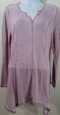 Seven 7 Purple Marled Waffle Knit Shark Bite Hem Top Medium Lightweight Soft